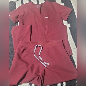 Burgundy Scrub Set Figs Large